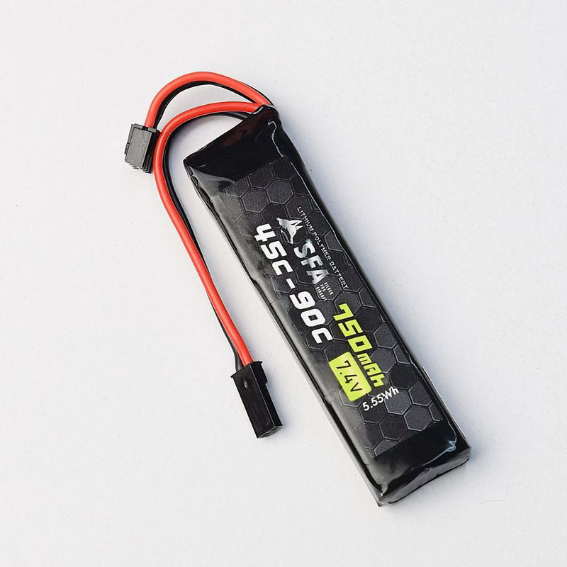 SFA LiPo バッテリー 7.4V 750mAh 45C スーパーショートスリム  【タミヤミニ｜Tコネクタ｜XT30｜BEC】