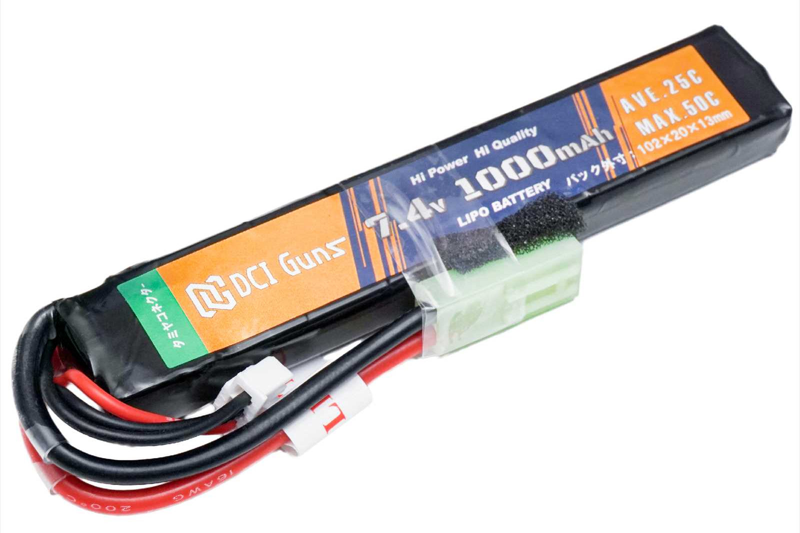 DCI LiPo 7.4V 1000mAh 25C ショートスティック 7.40Wh タミヤミニ