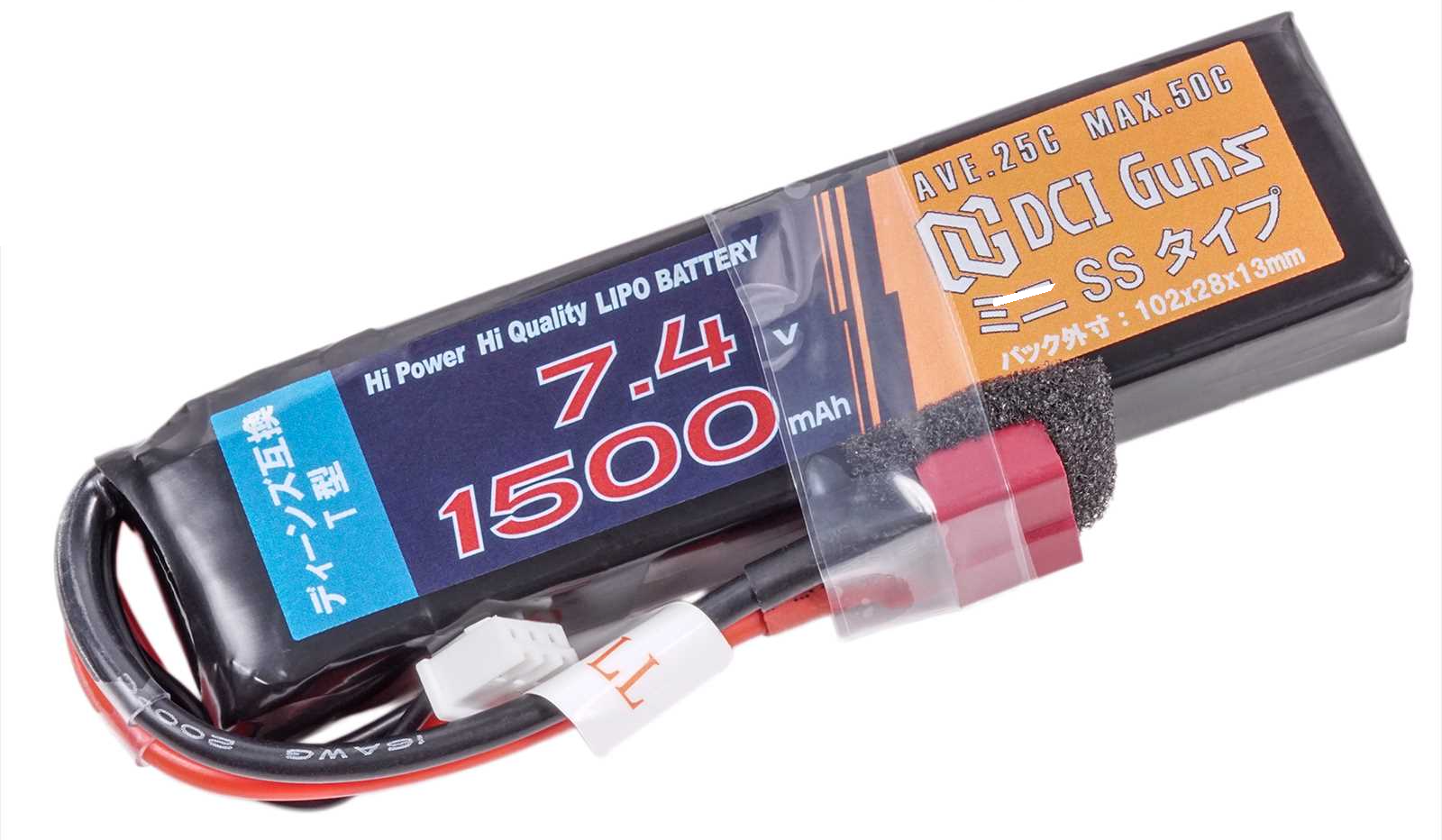 DCI LiPo 7.4V 1500mAh 25C ミニSS 11.10Wh Tコネクタ