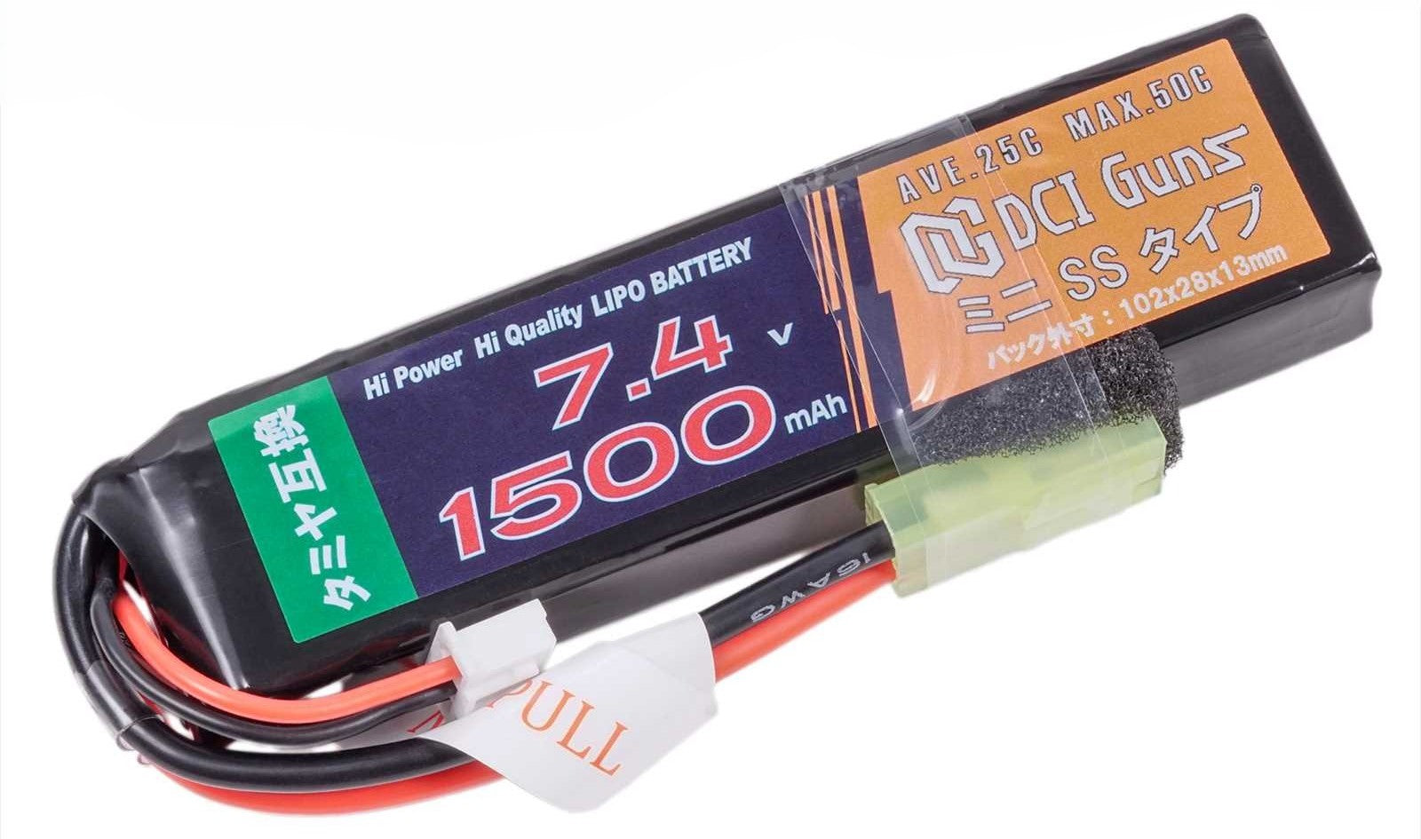 DCI LiPo 7.4V 1500mAh 25C ミニSS 11.10Wh タミヤミニ