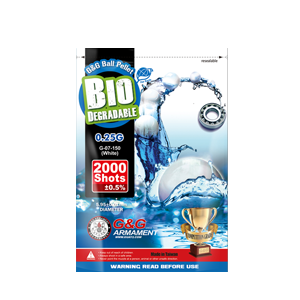 G&G 生分解性 高精度 バイオBB弾 0.25g / 2,000 発入 / ホワイト【保証指定BB弾】