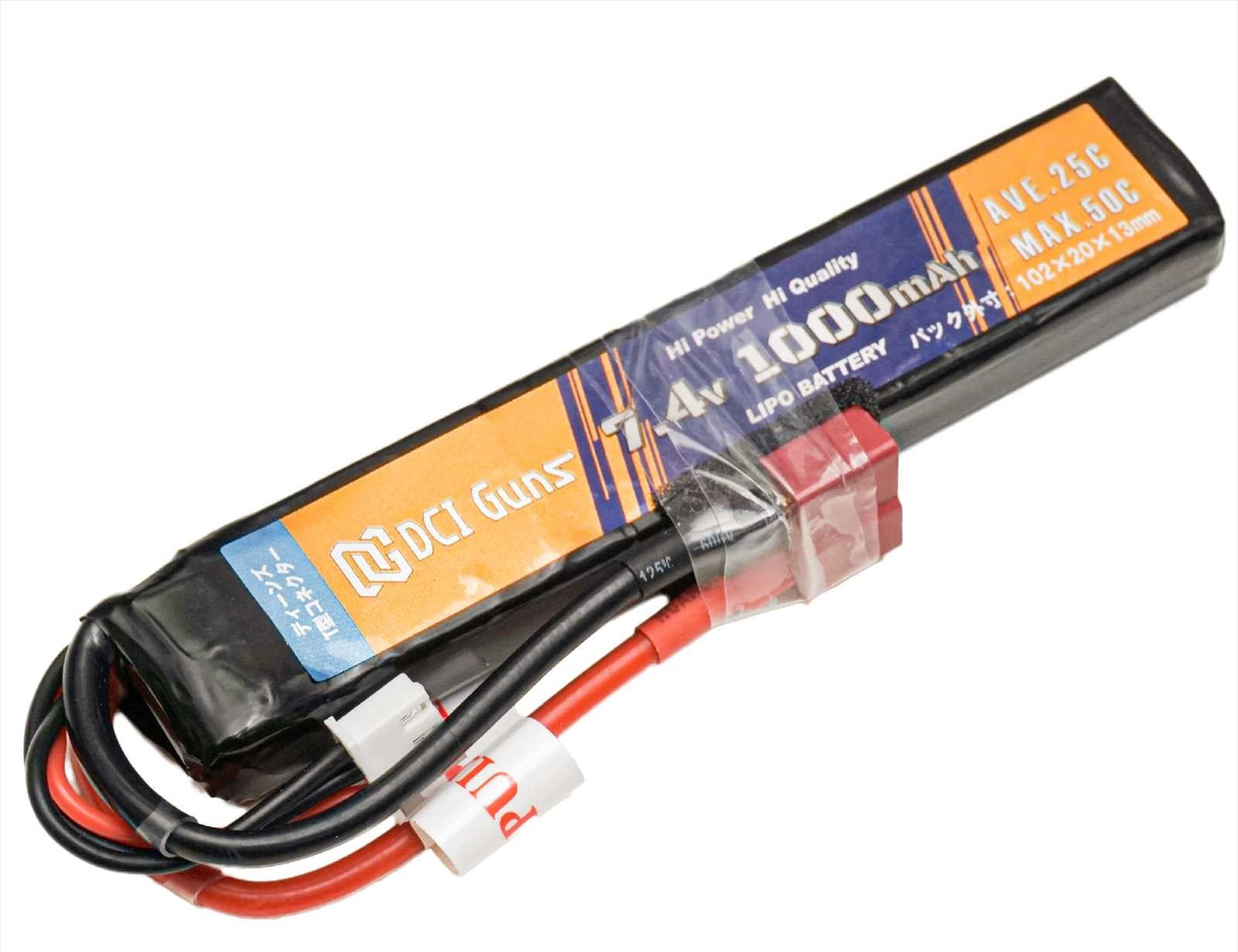 DCI LiPo 7.4V 1000mAh 25C ショートスティック 7.40Wh Tコネクタ